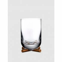 NUDE Glass Camp Whisky Double Old Fashioned Glass With Brass Base Barware