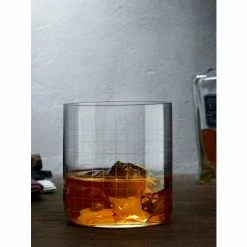 NUDE Glass Finesse Grid Whiskey Double Old Fashioned Glass, Set Of 4 Drinkware