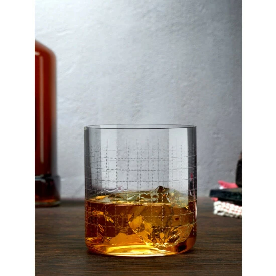 NUDE Glass Finesse Grid Whiskey Single Old Fashioned Glass, Set Of 4 Drinkware 2 NUDE Glass Finesse Grid Whiskey Single Old Fashioned Glass, Set Of 4 Drinkware - Image 2